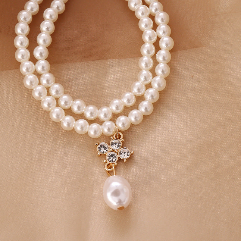 Wholesale Rhinestone Pearl Necklace Clavicle Chain